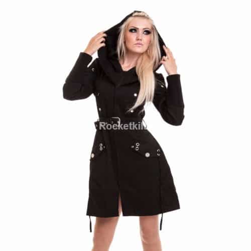 ladies black hooded coat