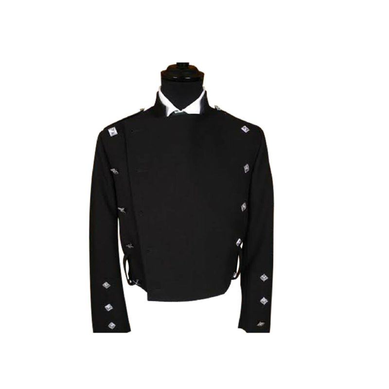 Elegant Long Black Double Breasted Steampunk Coat With Metal Details