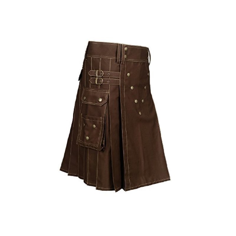 New Chocolate Brown Mini Leather Traditional Scottish Kilt