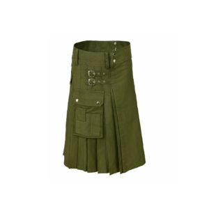 Olive Green Kilt With Pockets